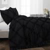 400 Thread Count, 3 PCS Diamond Ruffle Duvet/Quilt Cover Set with Zipper Closure (1 Diamond Duvet Cover and 2 Pillow Cover) 100% Egyptian Cotton, Comfy and Soft- Cal-King Size Black Solid view 2