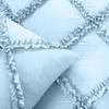 400 Thread Count, 3 PCS Diamond Ruffle Duvet/Quilt Cover Set with Zipper Closure (1 Diamond Duvet Cover and 2 Pillow Cover) 100% Egyptian Cotton, Comfy and Soft- Cal-King Size Light Blue Solid view 3