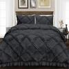 400 Thread Count, 3 PCS Diamond Ruffle Duvet/Quilt Cover Set with Zipper Closure (1 Diamond Duvet Cover and 2 Pillow Cover) 100% Egyptian Cotton, Comfy and Soft- Cal-King Size Dark Grey Solid view 1