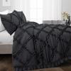 400 Thread Count, 3 PCS Diamond Ruffle Duvet/Quilt Cover Set with Zipper Closure (1 Diamond Duvet Cover and 2 Pillow Cover) 100% Egyptian Cotton, Comfy and Soft- Cal-King Size Dark Grey Solid view 2