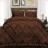 400 Thread Count, 3 PCS Diamond Ruffle Duvet/Quilt Cover Set with Zipper Closure (1 Diamond Duvet Cover and 2 Pillow Cover) 100% Egyptian Cotton, Comfy and Soft- Cal-King Size Chocolate Solid view 1