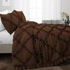 400 Thread Count, 3 PCS Diamond Ruffle Duvet/Quilt Cover Set with Zipper Closure (1 Diamond Duvet Cover and 2 Pillow Cover) 100% Egyptian Cotton, Comfy and Soft- Cal-King Size Chocolate Solid view 2