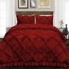 400 Thread Count, 3 PCS Diamond Ruffle Duvet/Quilt Cover Set with Zipper Closure (1 Diamond Duvet Cover and 2 Pillow Cover) 100% Egyptian Cotton, Comfy and Soft- Cal-King Size Burgandy Solid view 1