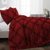 400 Thread Count, 3 PCS Diamond Ruffle Duvet/Quilt Cover Set with Zipper Closure (1 Diamond Duvet Cover and 2 Pillow Cover) 100% Egyptian Cotton, Comfy and Soft- Cal-King Size Burgandy Solid view 2