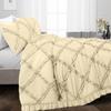400 Thread Count, 3 PCS Diamond Ruffle Duvet/Quilt Cover Set with Zipper Closure (1 Diamond Duvet Cover and 2 Pillow Cover) 100% Egyptian Cotton, Comfy and Soft- Super King Size Ivory Solid view 2
