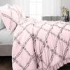 400 Thread Count, 3 PCS Diamond Ruffle Duvet/Quilt Cover Set with Zipper Closure (1 Diamond Duvet Cover and 2 Pillow Cover) 100% Egyptian Cotton, Comfy and Soft- Cal-King Size Pink Solid view 2
