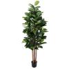 Artificial Rubber Plant - 70-Inch Faux Tree with Natural-Feel Leaves - Realistic Potted Indoor Plant for Office or Home Decor by Pure Garden (Green) view 1