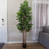 Artificial Rubber Plant - 70-Inch Faux Tree with Natural-Feel Leaves - Realistic Potted Indoor Plant for Office or Home Decor by Pure Garden (Green) view 3