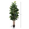 Artificial Rubber Plant - 70-Inch Faux Tree with Natural-Feel Leaves - Realistic Potted Indoor Plant for Office or Home Decor by Pure Garden (Green) view 4