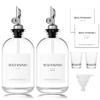 HomeFeel Mouthwash Dispenser for Bathroom, 12.7 oz, 2 Pack - Glass Mouthwash Bottle with 304 Stainless Steel Spout & Minimalist Labels, Style Mouthwash Container, Silver view 1