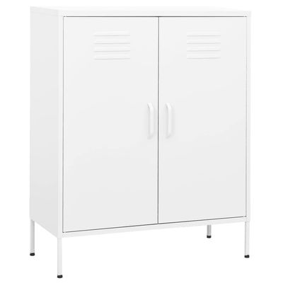 GOLINPEILO Metal Storage Cabinet Steel Storage Cabinets with 2 Adjustable Shelves and 2 Doors, Steel Counter Height Cabinet for Home Storage, Office, Garage and Utility Room 31.5" x 13.8" x 40" White