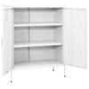 GOLINPEILO Metal Storage Cabinet Steel Storage Cabinets with 2 Adjustable Shelves and 2 Doors, Steel Counter Height Cabinet for Home Storage, Office, Garage and Utility Room 31.5" x 13.8" x 40" White view 2