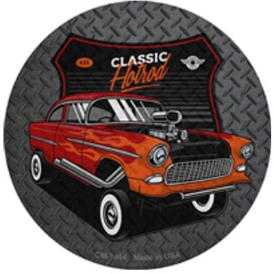 Lifted Orange Hotrod Novelty Round Coasters Set of 4