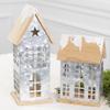 Factory Direct Craft Set of 2 Snowy Metal Saltbox Houses for Christmas Village Displays and Home Decor view 1