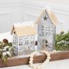 Factory Direct Craft Set of 2 Snowy Metal Saltbox Houses for Christmas Village Displays and Home Decor view 2