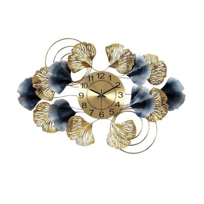 Jayiaine Wall Clock, 29.5 in Large Iron Home Wall Decor Wall Hanging Quartz Clock Mute Clock for Home Dining Room School Office Hotels Living Room Bedroom,Gold