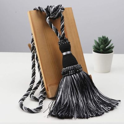 2 Pack Curtain Tassel Tie Home Decor Curtain Holder Buckle Rope Curtain Ball for Living Room Bedroom Accessories,Black,4pcs