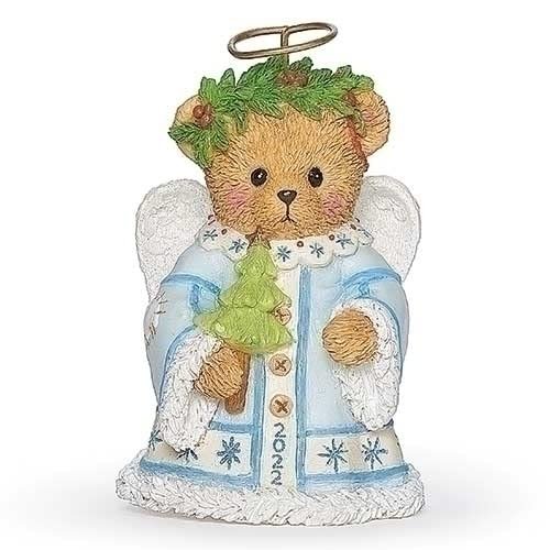 Christmas by Roman Inc., Cherished Teddies Collection, 3.5" H 2022 Angel Bell Ornament, Christmas Tree, Holiday Home Dcor, Santa, Cardinal, Nutcracker, Snowman, Reindeer (3x2x2)