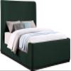 Meridian Furniture OliverGreen-F Oliver Collection Modern | Contemporary Boucle Fabric Upholstered Full Bed with Solid Wood Black Wire Brush Finish, 58.5" W x 82.5" D x 56.5" H, Green, Full view 1