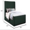 Meridian Furniture OliverGreen-F Oliver Collection Modern | Contemporary Boucle Fabric Upholstered Full Bed with Solid Wood Black Wire Brush Finish, 58.5" W x 82.5" D x 56.5" H, Green, Full view 3