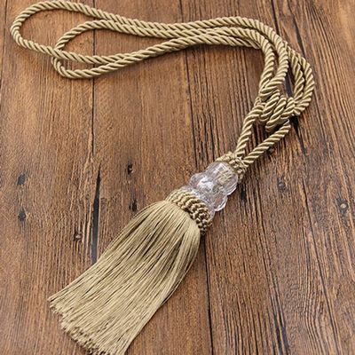 2pcs Crystal Curtain Tie Tassel Beaded Hanging Rope Tie Home Decor Gold Curtains Cord Holder Buckle Bandage Room Accessories,Gold,4pcs