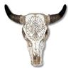 AMAJY Rustic Tribal Design Carved Western Style Tooled White Bull Head Skull Wall Art Hanging Sculptures Hunting Decoration view 1
