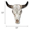 AMAJY Rustic Tribal Design Carved Western Style Tooled White Bull Head Skull Wall Art Hanging Sculptures Hunting Decoration view 3