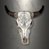 AMAJY Rustic Tribal Design Carved Western Style Tooled White Bull Head Skull Wall Art Hanging Sculptures Hunting Decoration view 4