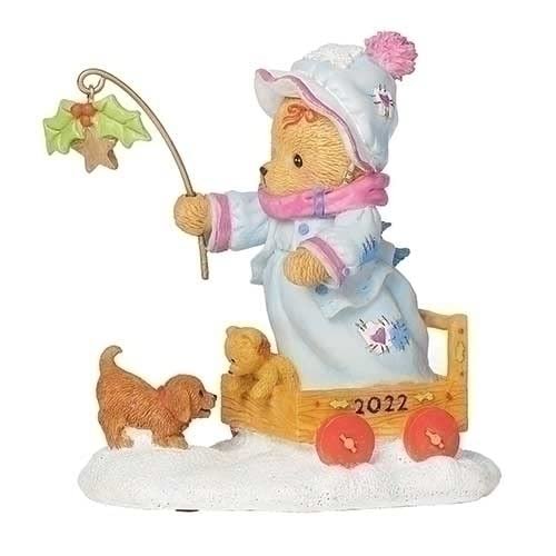 Christmas by Roman Inc, Cherished Teddies Collection, 4.5" H Gabrielle Annual Figure, Ornament, Christmas Tree, Holiday Home Dcor, Santa, Cardinal, Nutcracker, Snowman, Reindeer (4x2x4)