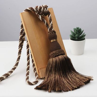 2 Pack Curtain Tassel Tie Home Decor Curtain Holder Buckle Rope Curtain Ball for Living Room Bedroom Accessories,Dark Coffee,4pcs