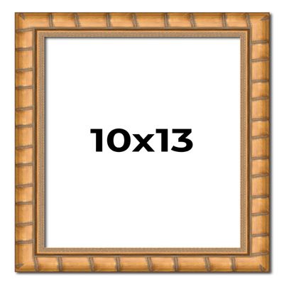 10x13 Frame Gold Real Wood Picture Frame Width 1.5 Inches | Interior Frame Depth 0.5 Inches | Bhutan Bamboo Photo Frame Complete with UV Acrylic, Foam Board Backing & Hanging Hardware