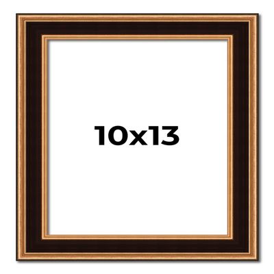 10x13 Frame Gold Brown Plein Air Vintage Solid Wood Picture Frame | 1.75 Inches Moulding Width | Interior Depth 0.5 Inches | Complete with UV Acrylic Plexiglass, Foam Board Backing & Hanging Hardware