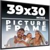 39x30 Frame Black Real Wood Picture Frame Width 0.75 Inches | Interior Frame Depth 0.5 Inches | Noir Classique Mid Century Photo Frame Complete with UV Acrylic, Foam Board Backing & Hanging Hardware view 1