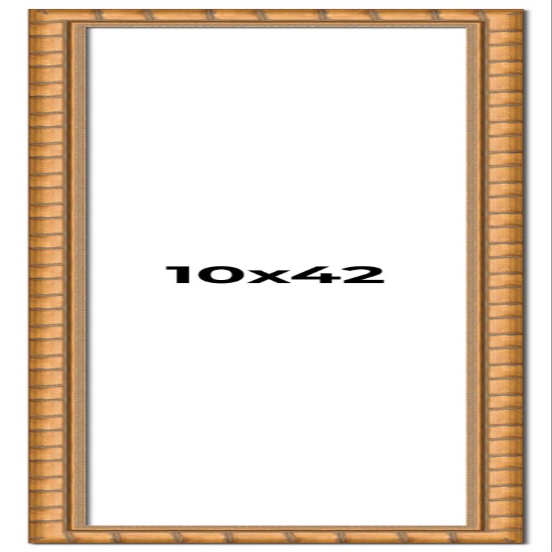 10x42 Frame Gold Real Wood Picture Frame Width 1.5 Inches | Interior Frame Depth 0.5 Inches | Bhutan Bamboo Photo Frame Complete with UV Acrylic, Foam Board Backing & Hanging Hardware