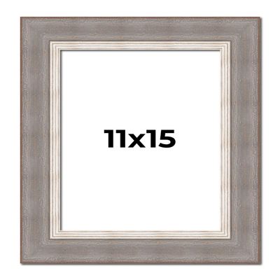 11x15 Frame Grey Real Wood Picture Frame Width 2.75 Inches | Interior Frame Depth 0.5 Inches | Linus Contemporary Photo Frame Complete with UV Acrylic, Foam Board Backing & Hanging Hardware