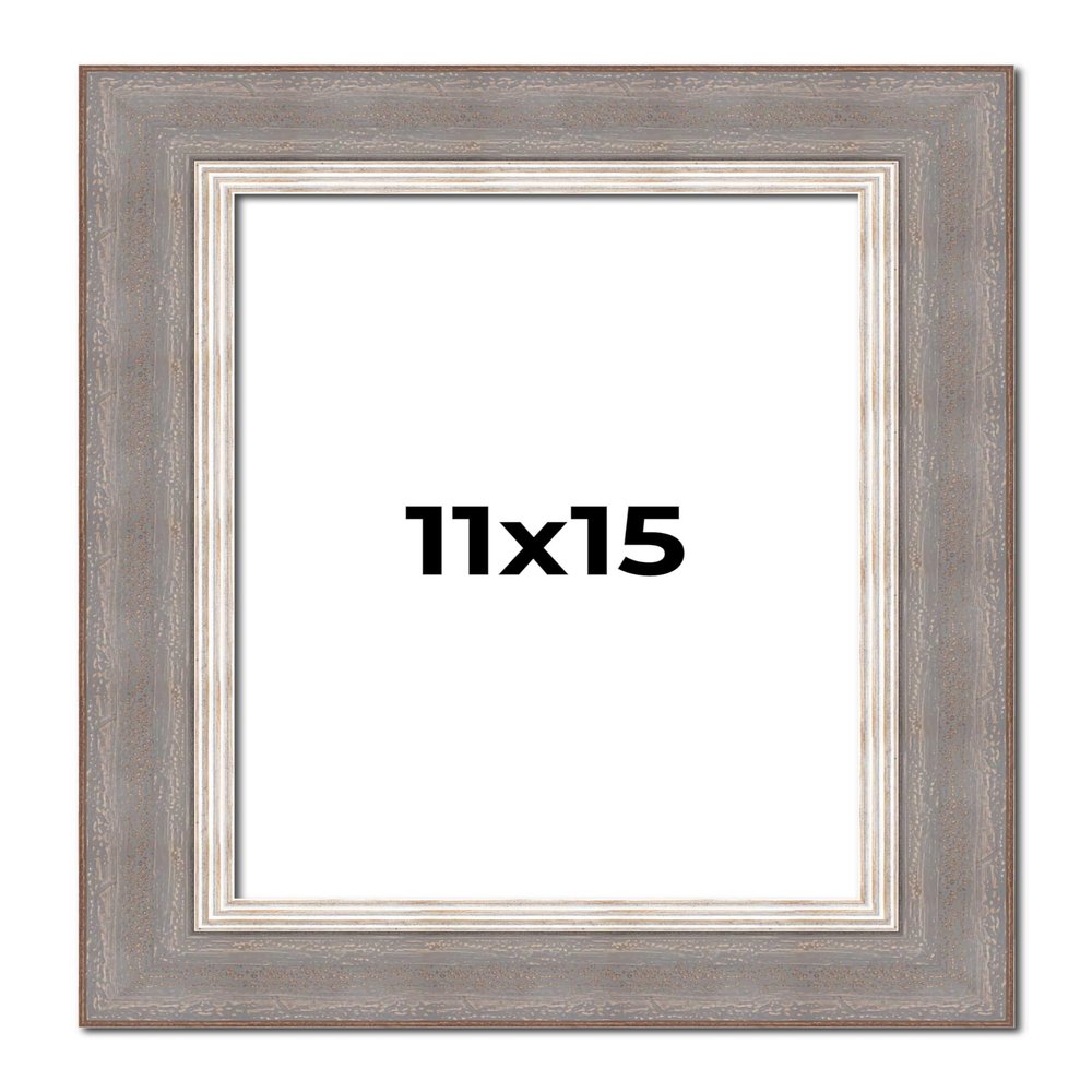 11x15 Frame Grey Real Wood Picture Frame Width 2.75 Inches | Interior Frame Depth 0.5 Inches | Linus Contemporary Photo Frame Complete with UV Acrylic, Foam Board Backing & Hanging Hardware