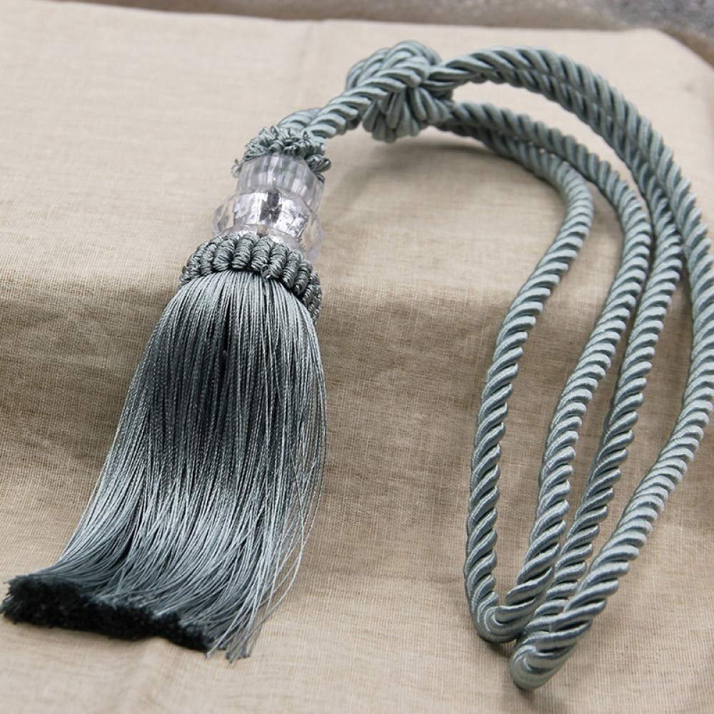 2pcs Crystal Curtain Tie Tassel Beaded Hanging Rope Tie Home Decor Gold Curtains Cord Holder Buckle Bandage Room Accessories,Light Blue,4pcs