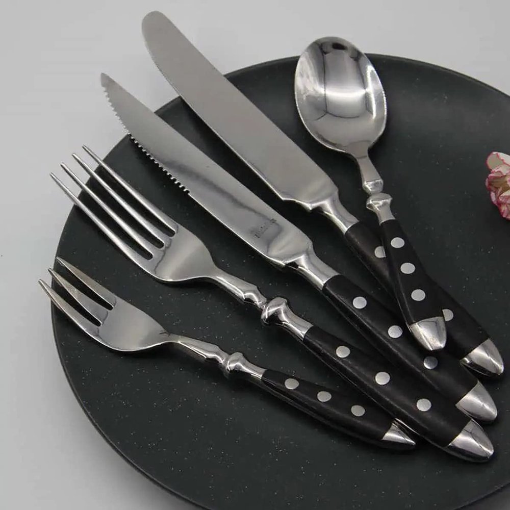 Black Silverware Set for 10, Food-Grade Stainless Steel Flatware Cutlery Set Tableware Eating Utensils Family Gatherings & Daily Use Wedding Christmas Party Halloween Kitchen Restaurant 50 Pieces