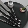 Black Silverware Set for 10, Food-Grade Stainless Steel Flatware Cutlery Set Tableware Eating Utensils Family Gatherings & Daily Use Wedding Christmas Party Halloween Kitchen Restaurant 50 Pieces view 2