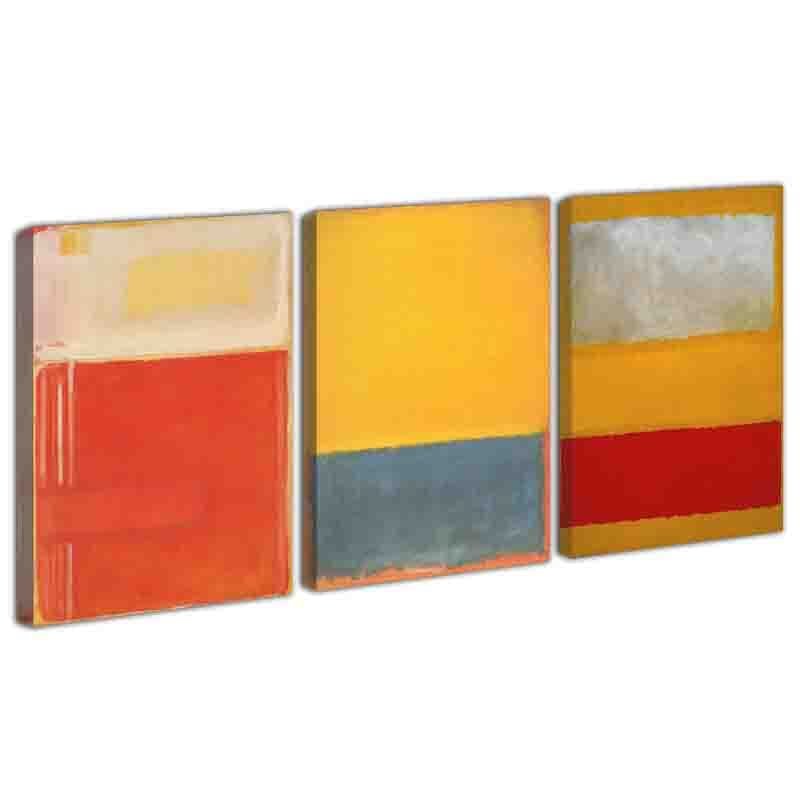 3Pcs Canvas Painting Mark Rothko Posters And Prints Abstract Colorful Stretched Giclee Print On Canvas-Famous Paintings Fine Art Poster-Reproduction Wall Decor Ready to Hang65x98cm26x39inch,framed)