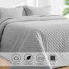 HOMBYS 3 Piece Oversized King Quilt Set Bedspread 128x120 Reversible Lightweight Coverlet Summer Comforter Set (Super King Plus(128x120), Light Grey) view 2