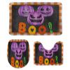 3 Pieces Halloween Fall Plaid Pattern Pumpkin Boo Black Background Bathroom Rug Set Soft Foam Non Slip Bath Mats Sets Toilet Contour Mat Lid Cover for Bathtub Shower and Bathroom Decor 18"x30" view 1