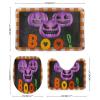3 Pieces Halloween Fall Plaid Pattern Pumpkin Boo Black Background Bathroom Rug Set Soft Foam Non Slip Bath Mats Sets Toilet Contour Mat Lid Cover for Bathtub Shower and Bathroom Decor 18"x30" view 2