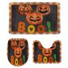 3 Pieces Halloween Fall Plaid Pattern Pumpkin Boo Black Background Bathroom Rug Set Soft Foam Non Slip Bath Mats Sets Toilet Contour Mat Lid Cover for Bathtub Shower and Bathroom Decor 18"x30" view 1