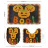 3 Pieces Halloween Fall Plaid Pattern Pumpkin Boo Black Background Bathroom Rug Set Soft Foam Non Slip Bath Mats Sets Toilet Contour Mat Lid Cover for Bathtub Shower and Bathroom Decor 20"x32" view 2