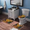 3 Pieces Halloween Fall Plaid Pattern Pumpkin Boo Black Background Bathroom Rug Set Soft Foam Non Slip Bath Mats Sets Toilet Contour Mat Lid Cover for Bathtub Shower and Bathroom Decor 20"x32" view 3