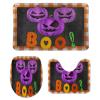 3 Pieces Halloween Fall Plaid Pattern Pumpkin Boo Black Background Bathroom Rug Set Soft Foam Non Slip Bath Mats Sets Toilet Contour Mat Lid Cover for Bathtub Shower and Bathroom Decor 18"x30" view 1