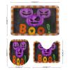 3 Pieces Halloween Fall Plaid Pattern Pumpkin Boo Black Background Bathroom Rug Set Soft Foam Non Slip Bath Mats Sets Toilet Contour Mat Lid Cover for Bathtub Shower and Bathroom Decor 18"x30" view 2