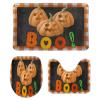 3 Pieces Halloween Fall Plaid Pattern Pumpkin Boo Black Background Bathroom Rug Set Soft Foam Non Slip Bath Mats Sets Toilet Contour Mat Lid Cover for Bathtub Shower and Bathroom Decor 18"x30" view 1