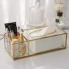 Glass Tissue Box Desk Organizer Gold Rim Paper Napkins Wipes Holder Custom Tissue Paper Funny Tissuebox (Color : Gold) view 4